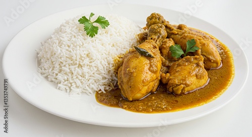 Delicious Chicken Curry with Rice Indian Cuisine Asian Food