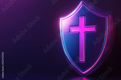Neon Cross Shield: A Vibrant Symbol of Faith and Protection