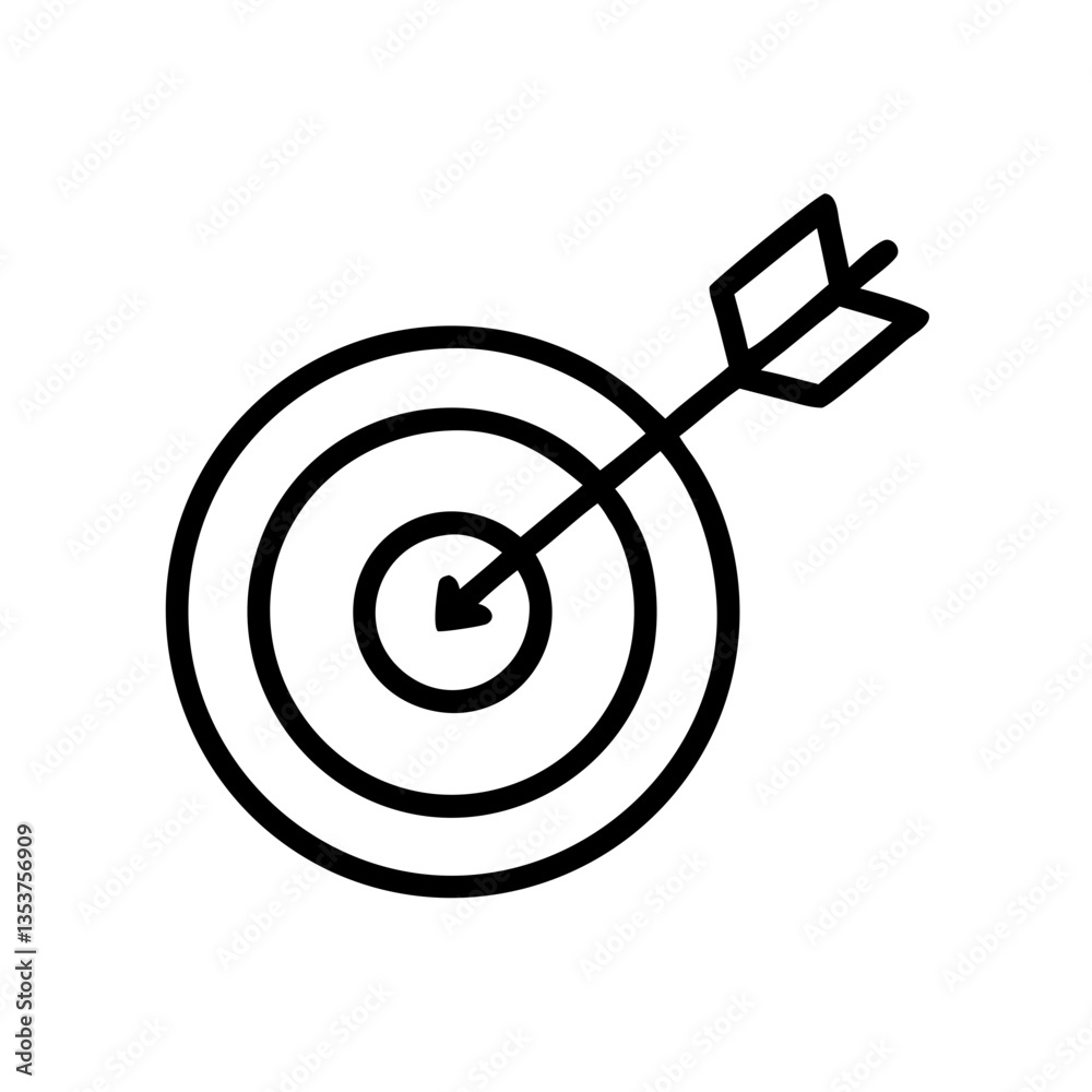 Target with Arrow Illustration in Minimalist Style Target with Arrow Illustration in Minimalist Style