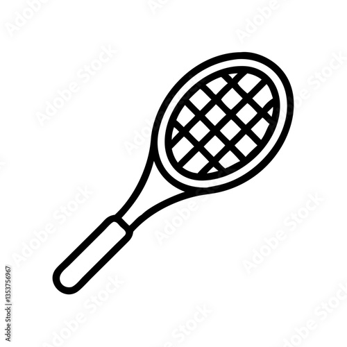 Simple Tennis Racket Illustration in Black and White Design  