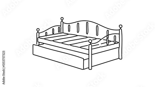 Trundle Bed Furniture Continuous line draw Full length single line animation