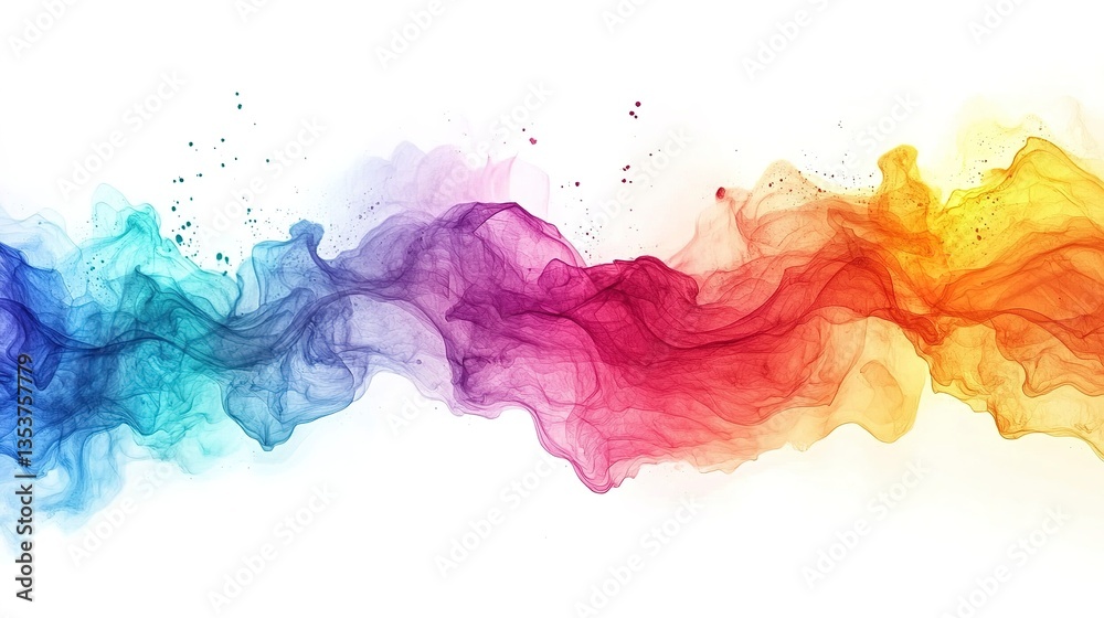 An abstract illustration of a colorful flowing smoky watercolor effect An abstract illustration of a colorful flowing smoky watercolor effect
