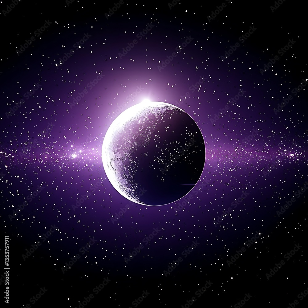 Fototapeta premium Purple Nebula Planet Sunrise.