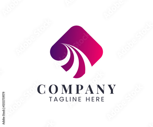 Abstract colorful logo design with flowing lines and a gradient color for business.