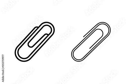 Simple Line Art Paperclip Icons Attachment, Office, Stationery