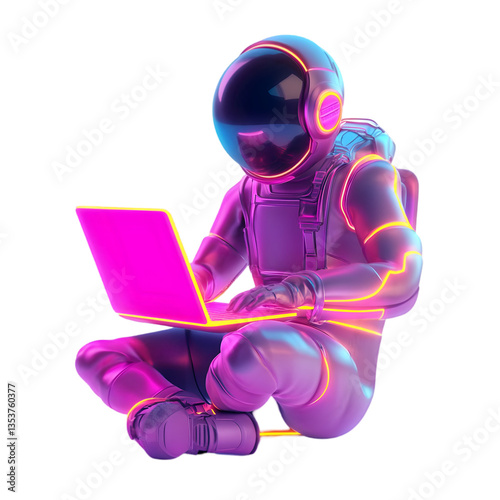 Wallpaper Mural Futuristic Astronaut Working On Laptop Torontodigital.ca