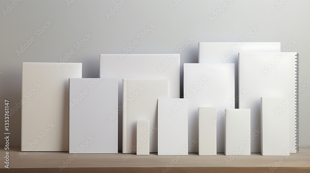 White boxes arranged in a city skyline design White boxes arranged in a city skyline design