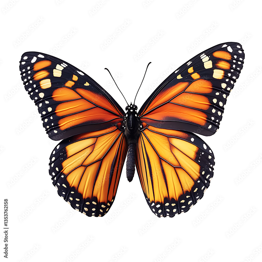 Fototapeta premium Monarch butterfly isolated on white high resolution picture