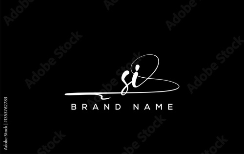 SI letter beauty handwriting vector logo.