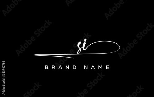 SI letter beauty handwriting vector logo.