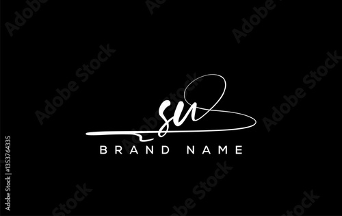 SU letter beauty handwriting vector logo.
