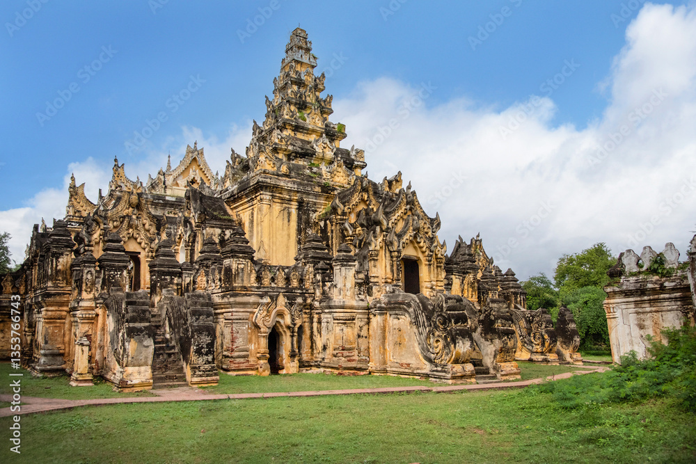 Maha Aungmye Bonzan Monastery commonly known as the Me Nu Brick Monastery is a historic buddhist monastery in Inwa, Myanmar Maha Aungmye Bonzan Monastery commonly known as the Me Nu Brick Monastery is a historic buddhist monastery in Inwa, Myanmar