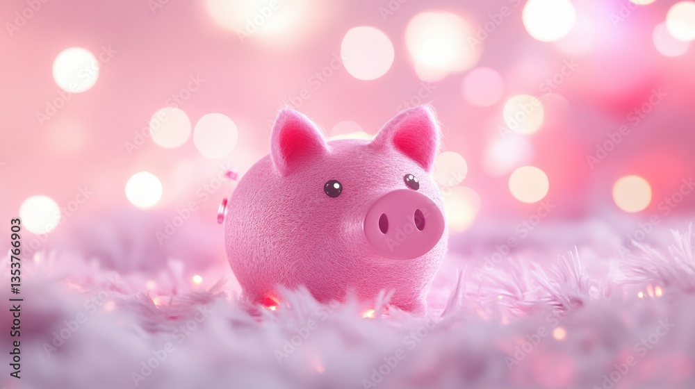 Pink piggy bank saving Pink piggy bank saving