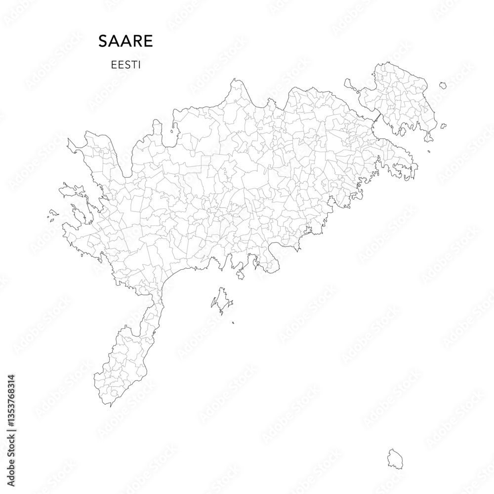 Obraz premium Geopolitical Vector Map of Saare County (Estonia) with Municipalities (Omavalitsused), and Settlements (Asulad) Administrative Subdivisions as of 2025 - Estonia