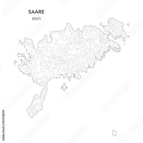 Geopolitical Vector Map of Saare County (Estonia) with Municipalities (Omavalitsused), and Settlements (Asulad) Administrative Subdivisions as of 2025 - Estonia