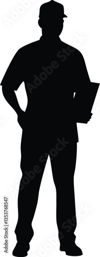 Wallpaper Mural construction worker with helmet silhouette Torontodigital.ca