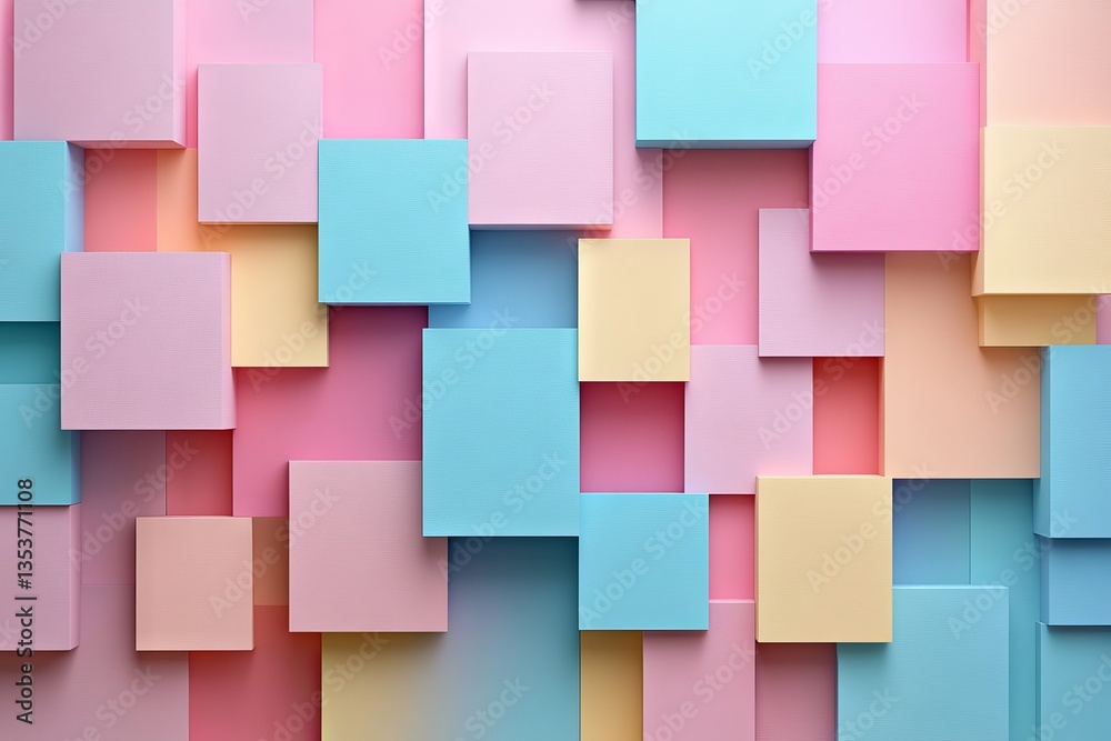 A modern abstract background featuring overlapping pastel-colored square panels in shades of pink, blue, and beige. The soft texture and geometric arrangement create a stylish A modern abstract background featuring overlapping pastel-colored square panels in shades of pink, blue, and beige. The soft texture and geometric arrangement create a stylish
