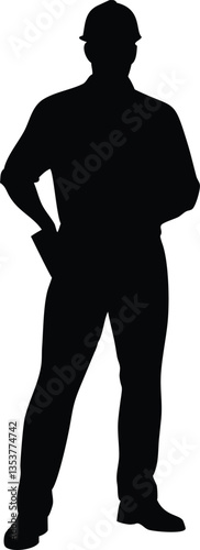 Wallpaper Mural worker silhouette illustration black and white Torontodigital.ca