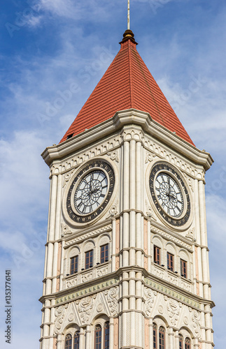 Obraz na płótnie Clock tower in the Italian style neighbourhood of Tianjin, China w salonie
