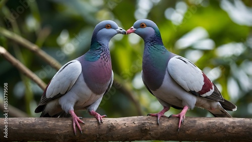 Love's Melody: The Sri Lanka Wood Pigeons' Colorful Courtship
