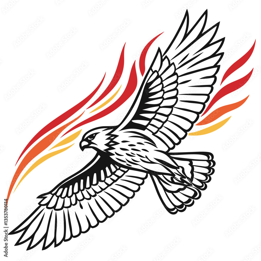 Obraz premium Dynamic Pop Art Falcon with Speed Lines and Fiery Streaks