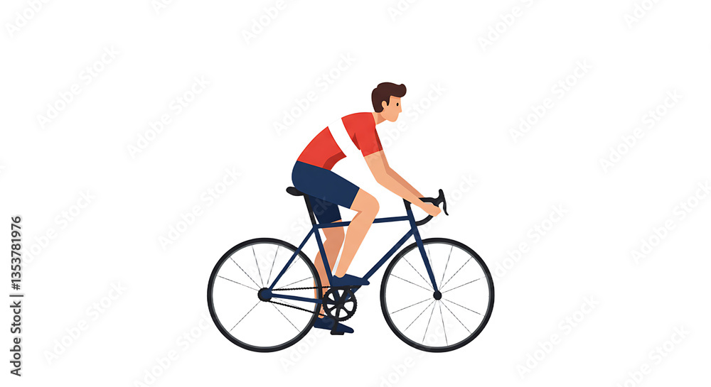 Man Riding Bicycle in Urban Setting Flat Vector Illustration Man Riding Bicycle in Urban Setting Flat Vector Illustration