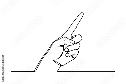 SingleLine Drawing of Hand Pointing Upward, Direction Indication