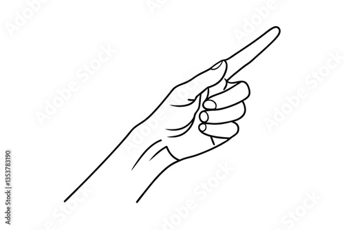 Hand Gesture, Index Finger, Pointing, Direction, Guidance, Indication, Illustration, Line Art, Simpl