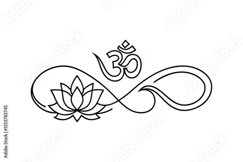 Om Symbol, Lotus Flower, Infinity, Spiritual, Yoga, Meditation, Design, Art, Line, Drawing