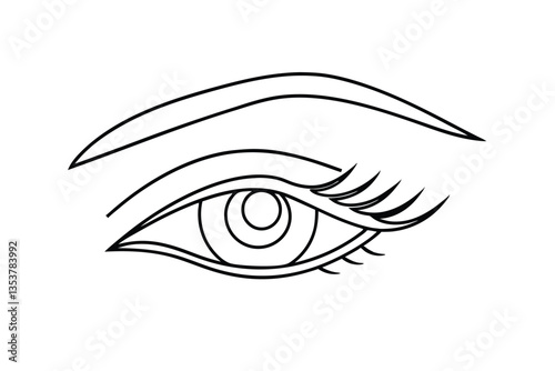Elegant Line Art Drawing of a Female Eye and Eyebrow
