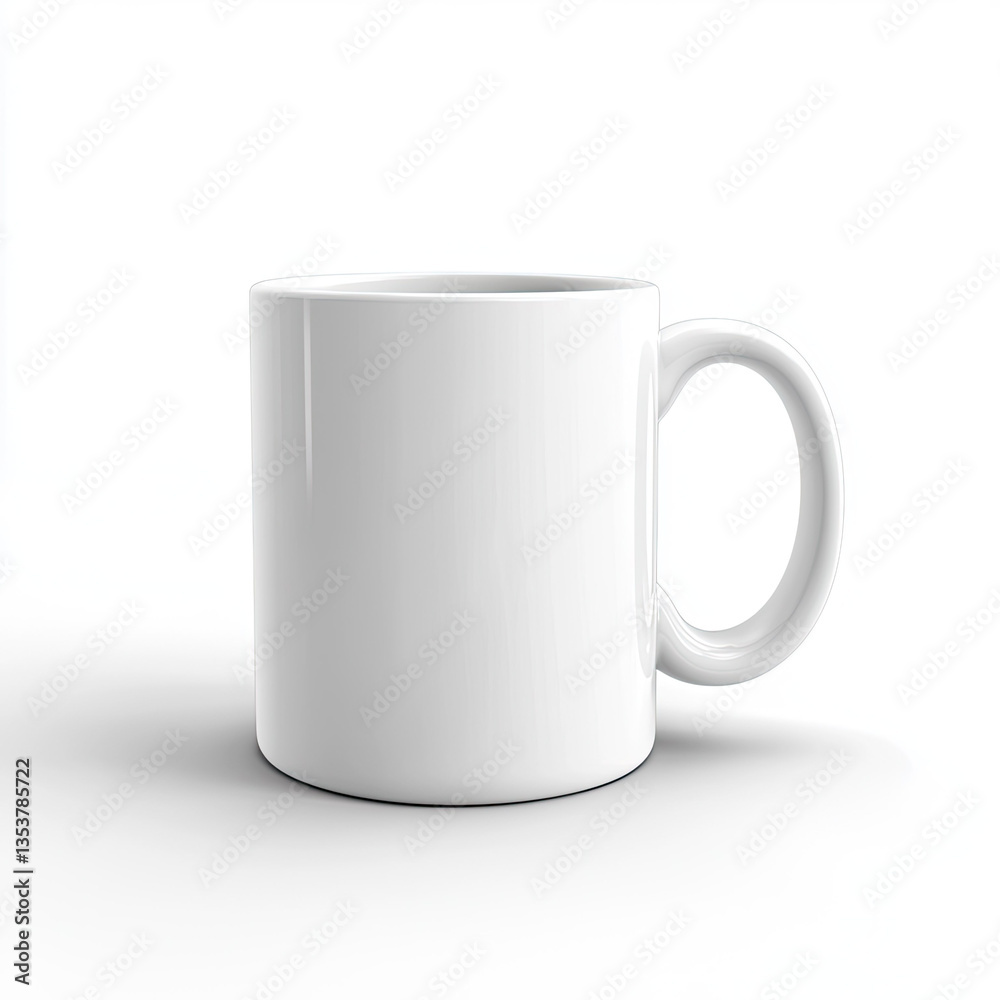Fototapeta premium White ceramic mug on plain background
