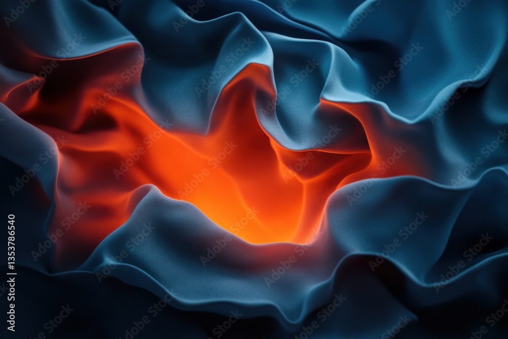 Obraz premium Abstract blue waves with orange light