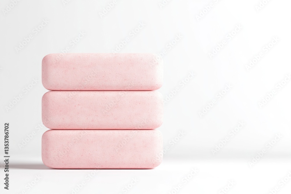 Stack of three pale pink rectangular bars of soap Stack of three pale pink rectangular bars of soap