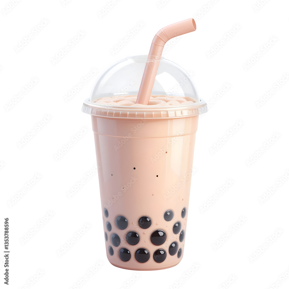 3D Realistic Boba Milk Tea with Tapioca Pearls 3D Realistic Boba Milk Tea with Tapioca Pearls