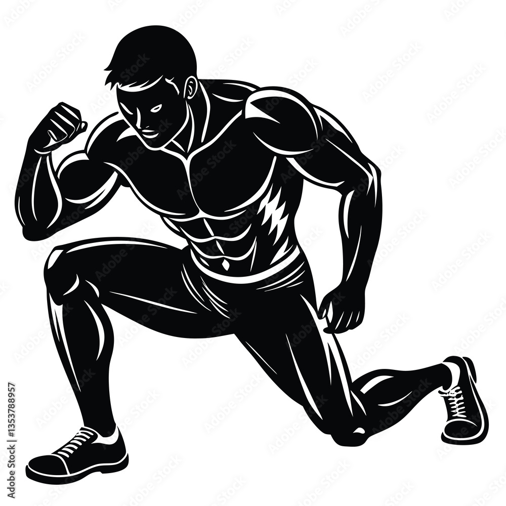 Fototapeta premium Gym Fitness silhouette vector with white background