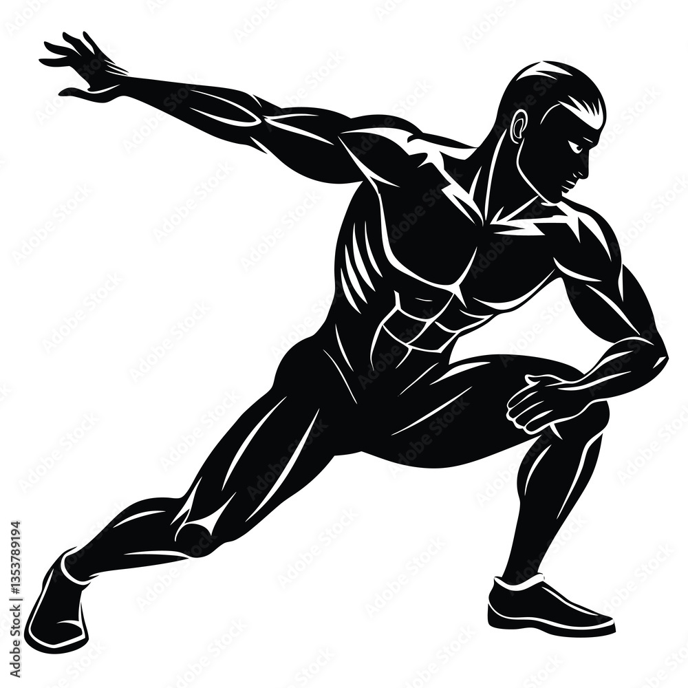 Fototapeta premium Exercise Silhouette vector black color silhouette