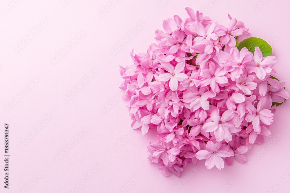 Fototapeta premium A bunch of beautiful pink flowers rests on pastel background
