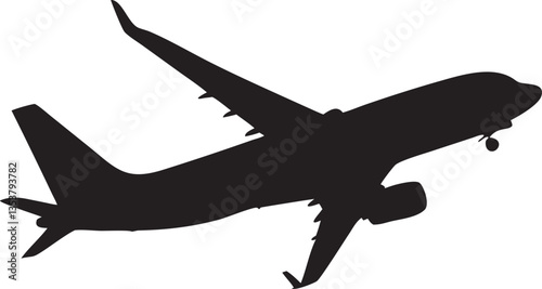 Airplane silhouette vector illustration for aviation and travel design