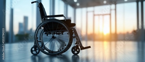 Empty wheelchair in a modern room