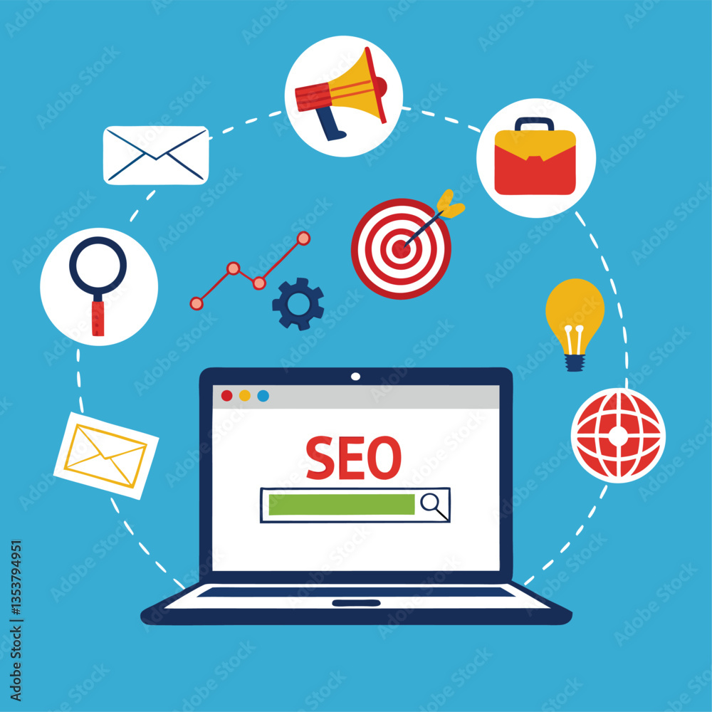 SEO optimization. Search. Flat concept SEO optimization. Search. Flat concept