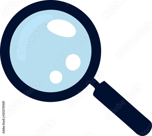 Magnifying glass icon with blue color