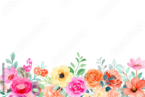 Watercolor flowers background vector for design.