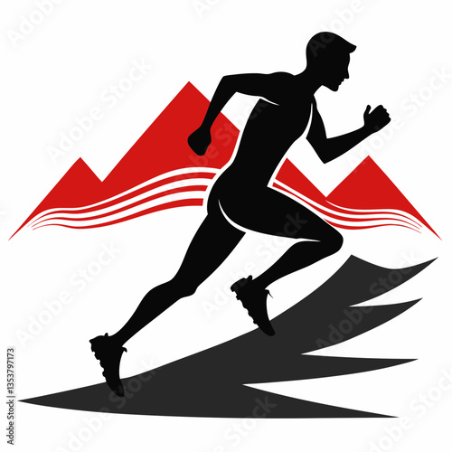 Silhouette of a Runner on Trail – Athletic Motion in Nature