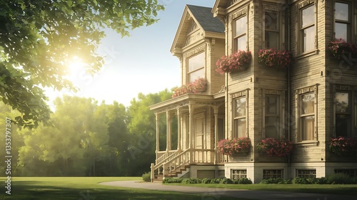 house in the park and cartoon house