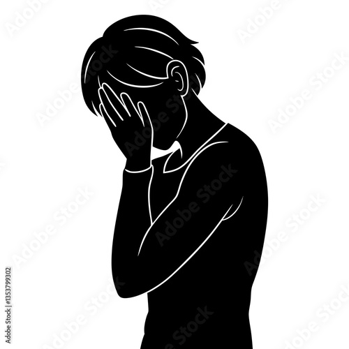 Silhouette of a Person Looking Away - Mysterious Face Turned Away Vector Art