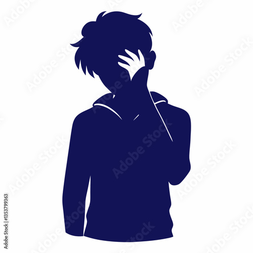 Silhouette of a Person Looking Away - Mysterious Face Turned Away Vector Art