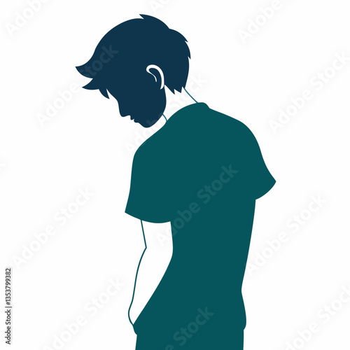 Silhouette of a Person Looking Away - Mysterious Face Turned Away Vector Art