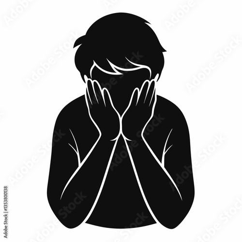 Sad, Depressed, Alone, Thinking Pose Vector Art