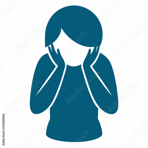 Sad, Depressed, Alone, Thinking Pose Vector Art