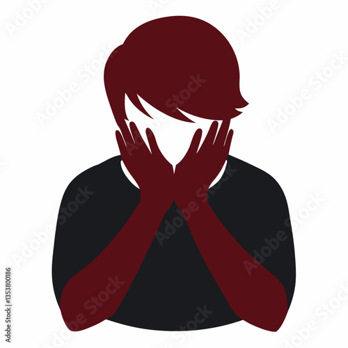 Sad, Depressed, Alone, Thinking Pose Vector Art